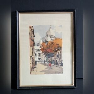 Vintage H. Alexis Sacre-Ceur Basilica Paris  France Mid-Century Framed Art Print